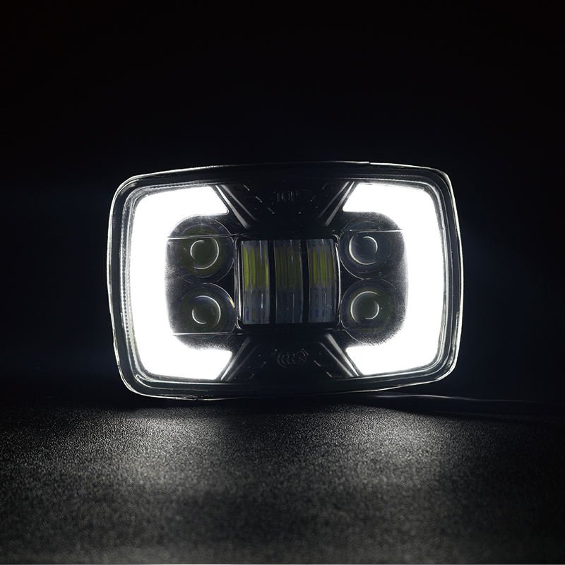 6x7 Inch Square Led Headlights CD70 Cg125 Drl With Angel Eyes Turn Signals High Low Beam Off Road E Bike Motorcycle Accessories
