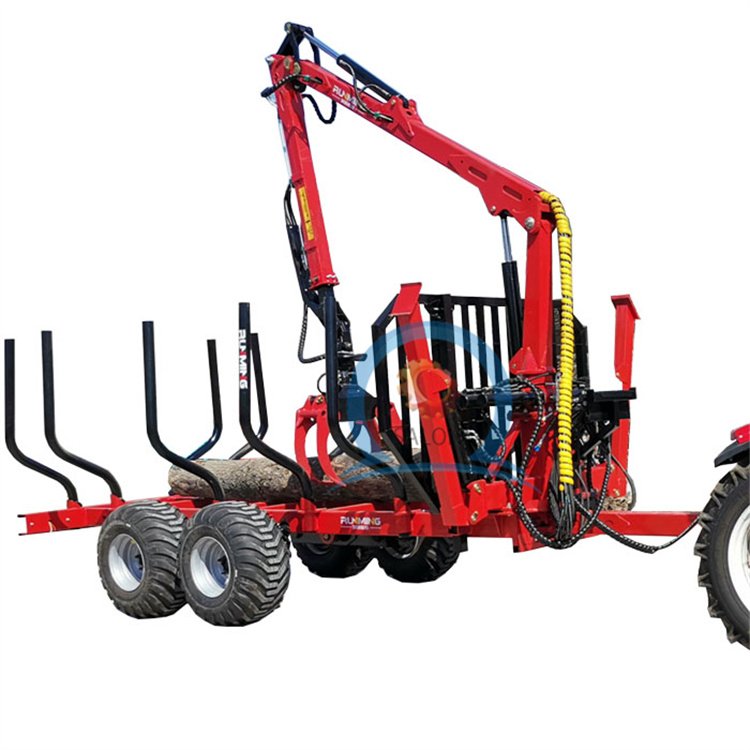 Hot Sale 6 Ton Atv Timber Grapple Trailer with Crane Logging Loader Machine Trailer Timber Crane