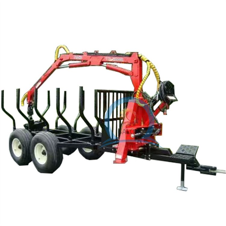 Hot Sale 6 Ton Atv Timber Grapple Trailer with Crane Logging Loader Machine Trailer Timber Crane