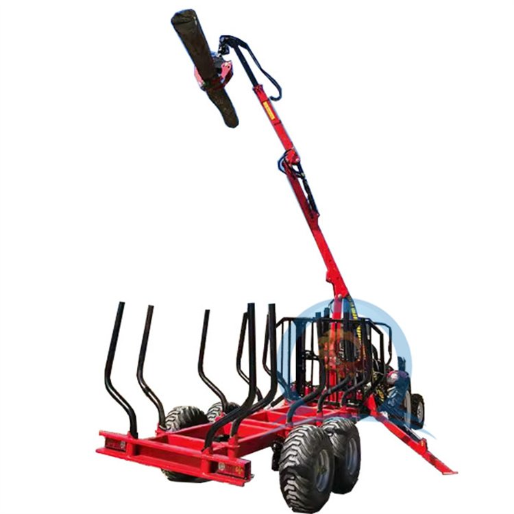 Hot Sale 6 Ton Atv Timber Grapple Trailer with Crane Logging Loader Machine Trailer Timber Crane