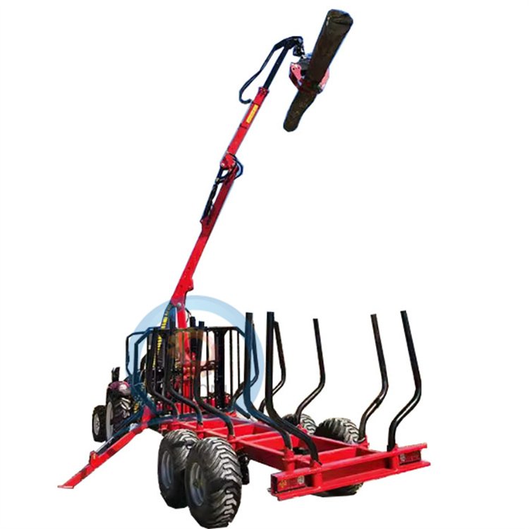Hot Sale 6 Ton Atv Timber Grapple Trailer with Crane Logging Loader Machine Trailer Timber Crane