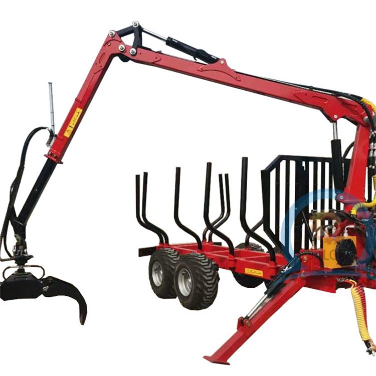 Hot Sale 6 Ton Atv Timber Grapple Trailer with Crane Logging Loader Machine Trailer Timber Crane