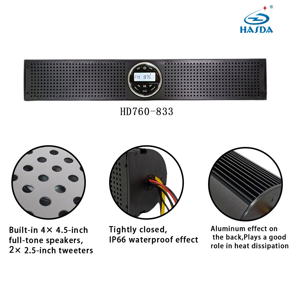 IP66 Weatherproof PowerSports 6-Speaker Sound Bar with BT for Golf Cart ATV/UTV HD-760-833