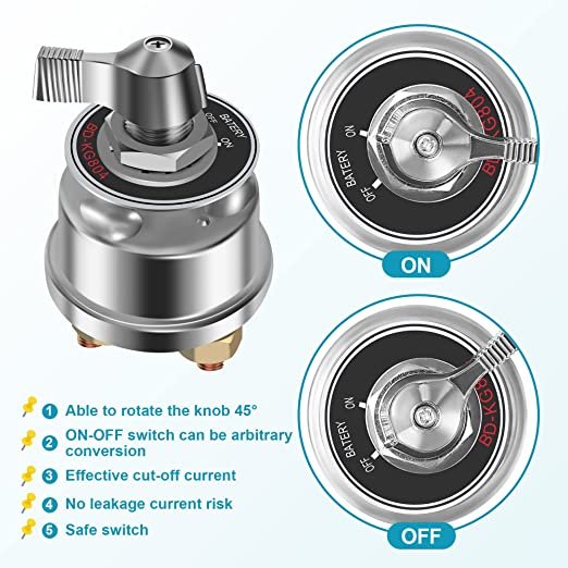12-48V 300A ON/Off Master Battery Disconnect Switch Battery Power Cutoff Isolator Killer Switch for Car RV Truck Boat Marine ATV