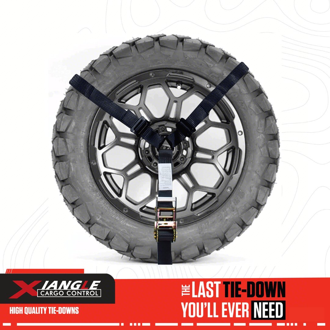 Customizable Fully Adjustable 2" 3-Point Spare Tire Ratchet Tie Down Ratchet Straps with Twisted Flat Hooks for UTV ATV Tires