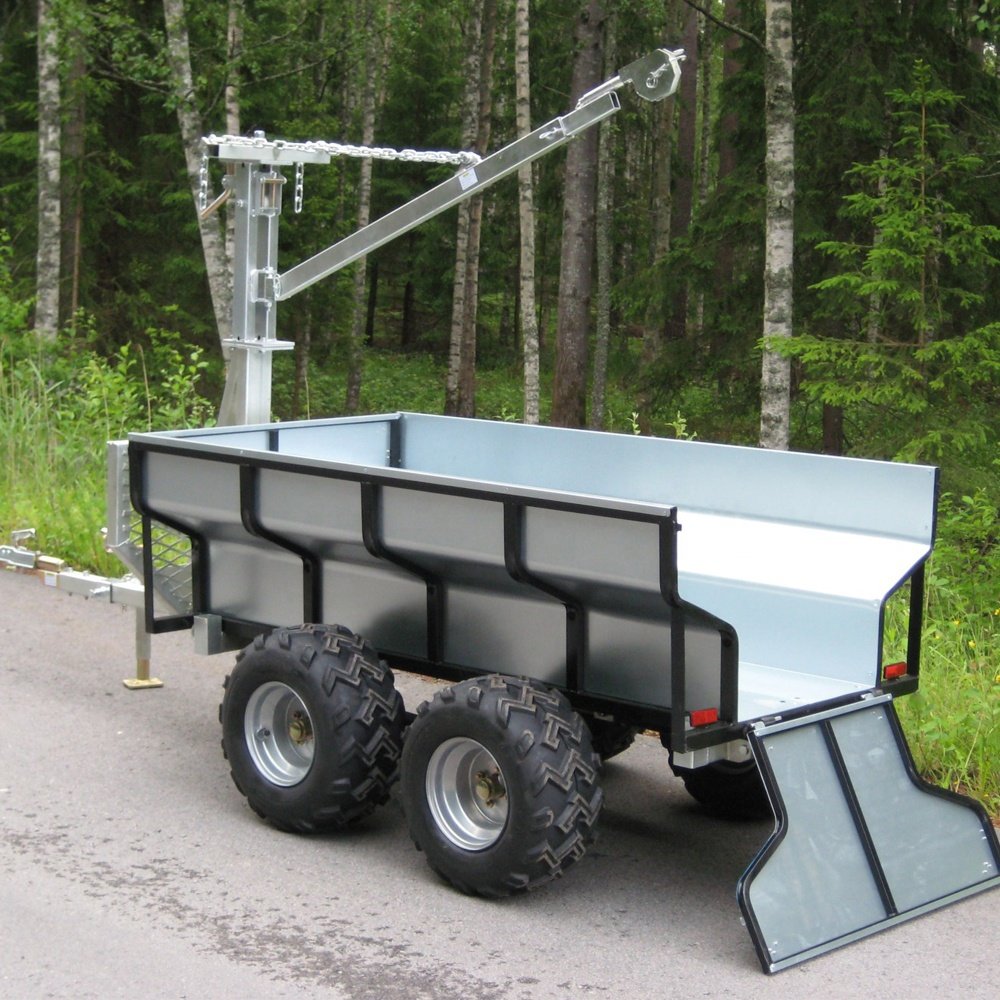 Hydraulic Atv Farm Tractor Log Timber Wood Trailer Crane Loader Moving Type Timber Trailer with Wheels