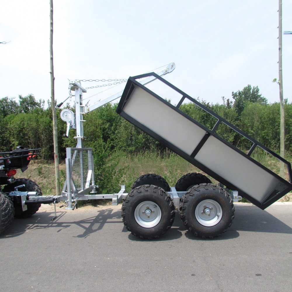 Hydraulic Atv Farm Tractor Log Timber Wood Trailer Crane Loader Moving Type Timber Trailer with Wheels