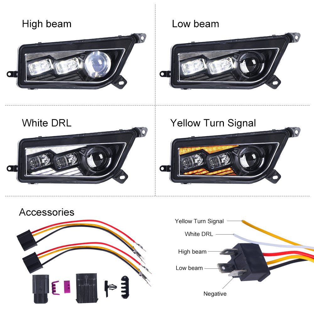 ATV UTV Angle Eyes Headlight for 2016-2017 Polaris General 1000 4X4 Off Road Halo Headlight Led for RZR XP 1000