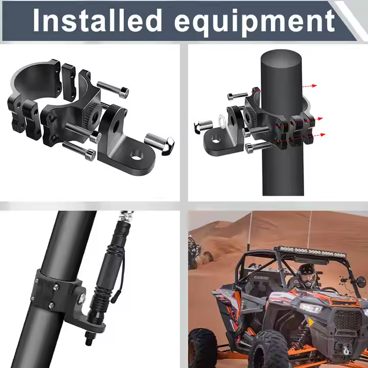 1.75-2 Inch ATV Whip Light Roll Cage Mount UTV Led Flag Antenna Whip Light Mount for Polaris RZR Can Am X3