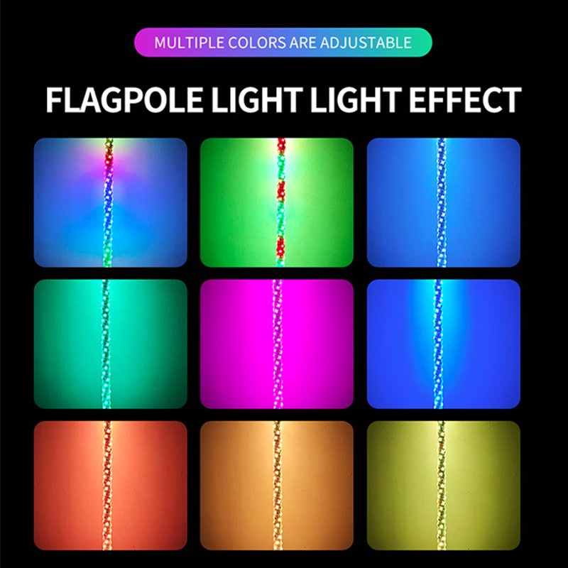 LED Flagpole Light RF Remote Control RGB LED Whips Light for Off-Road Vehicle ATV SUV With Dancing/Chasing Light Car Accessories
