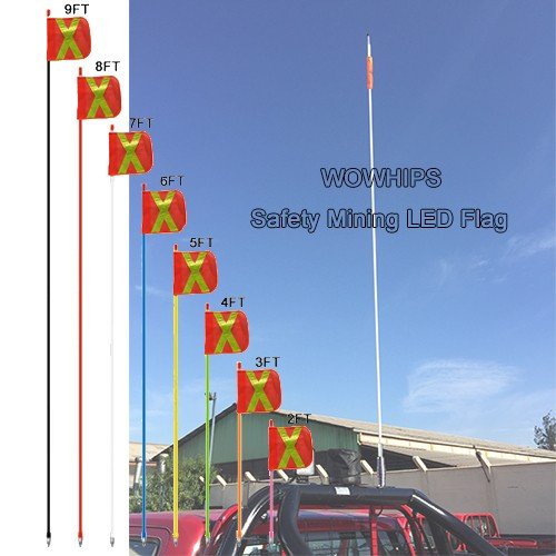 6ft/7ft/8ft/9ft/10ft Non-lighting ATV Offroad Flagpole With Reflective Flag Quick Release Mount Safety Flagpole