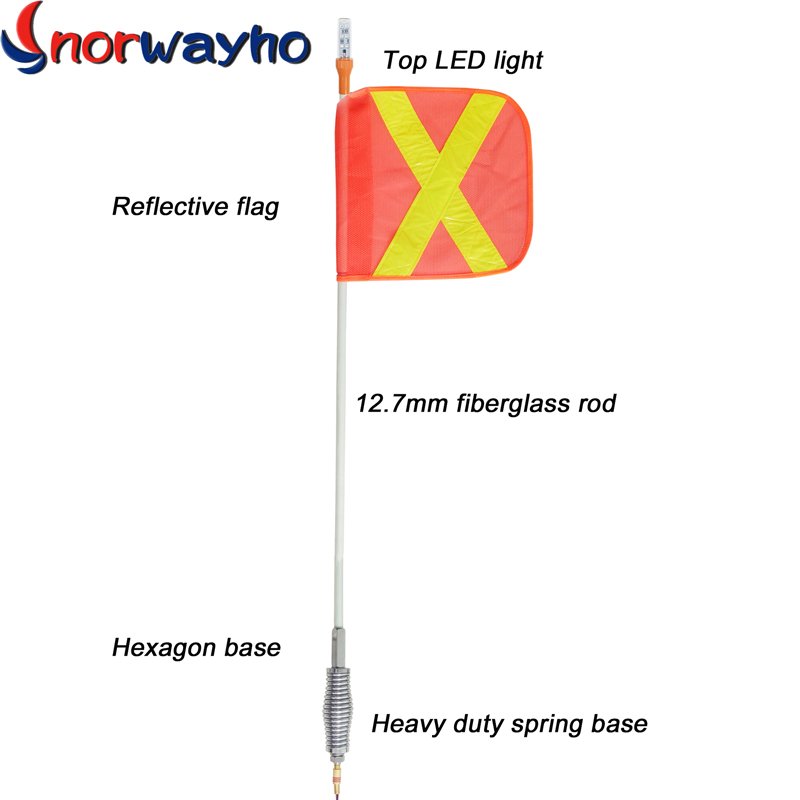 6ft/7ft/8ft/9ft/10ft Non-lighting ATV Offroad Flagpole With Reflective Flag Quick Release Mount Safety Flagpole