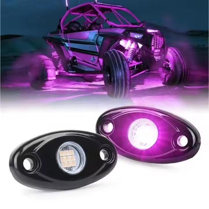 White Amber Green Purple LED Rock Lights Waterproof Under Body Lights for Truck Pickups Cars ATV UTV SUV Motorcycle Boat