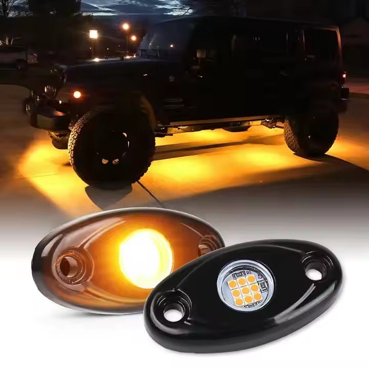 White Amber Green Purple LED Rock Lights Waterproof Under Body Lights for Truck Pickups Cars ATV UTV SUV Motorcycle Boat