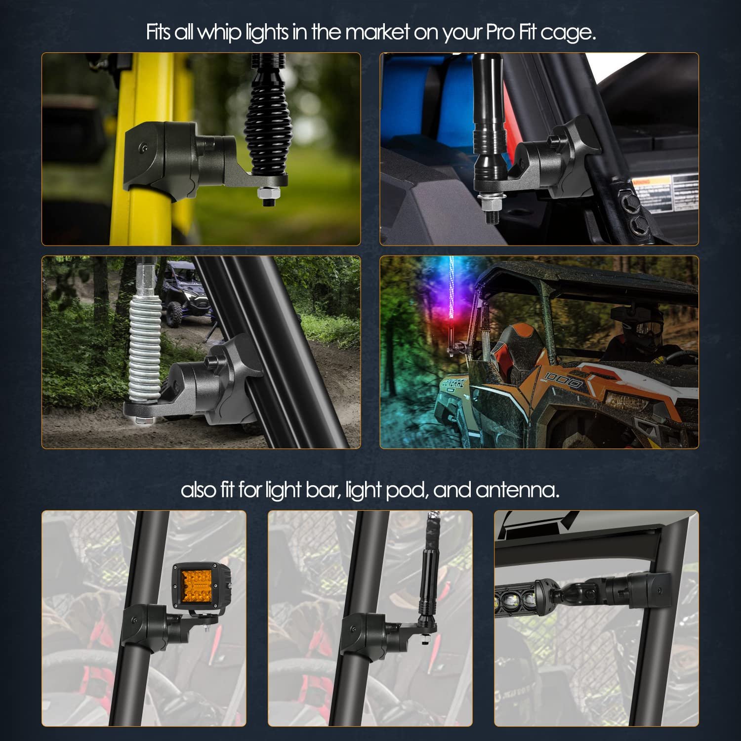 High Quality Led Whip Lights Mount Bracket Adjustable Flag Mount Antenna Lighted Whip Brackets for Polaris ATV
