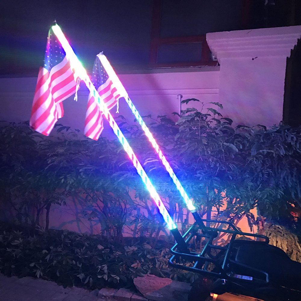 Factory Direct 2ft 3ft 4ft 5ft 6ft Thick Chasing Safety Light Flag Poles LED Whip Lights for Off- Road Vehicle ATV