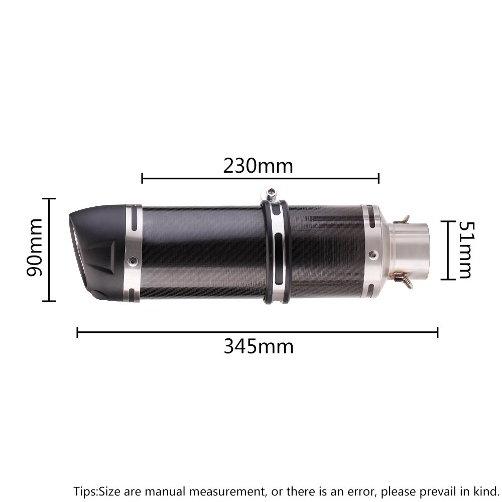 51mm Universal Motorcycle Carbon Fiber Exhaust Modification Scooter Exhaust Muffler Fits Most Motorcycle ATV With Sticker F02