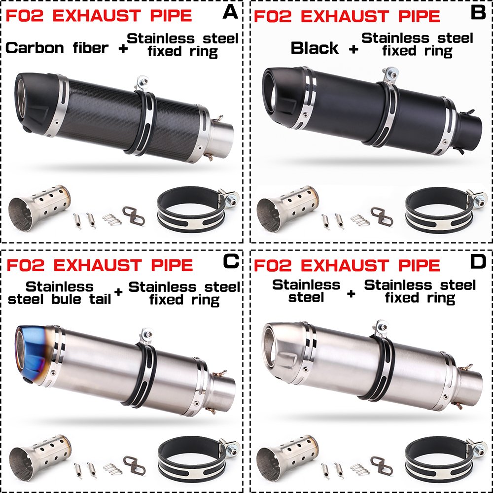 51mm Universal Motorcycle Carbon Fiber Exhaust Modification Scooter Exhaust Muffler Fits Most Motorcycle ATV With Sticker F02