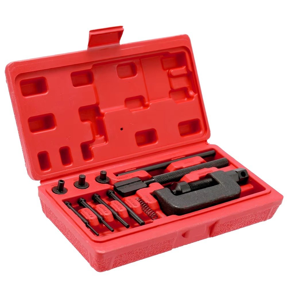 CLAUTOOL Chain Breaker 13pcs Set Chain Breaker Cutter Riveter and Riveting Tool with Carrying Case for Motorcycle Bike Chain ATV
