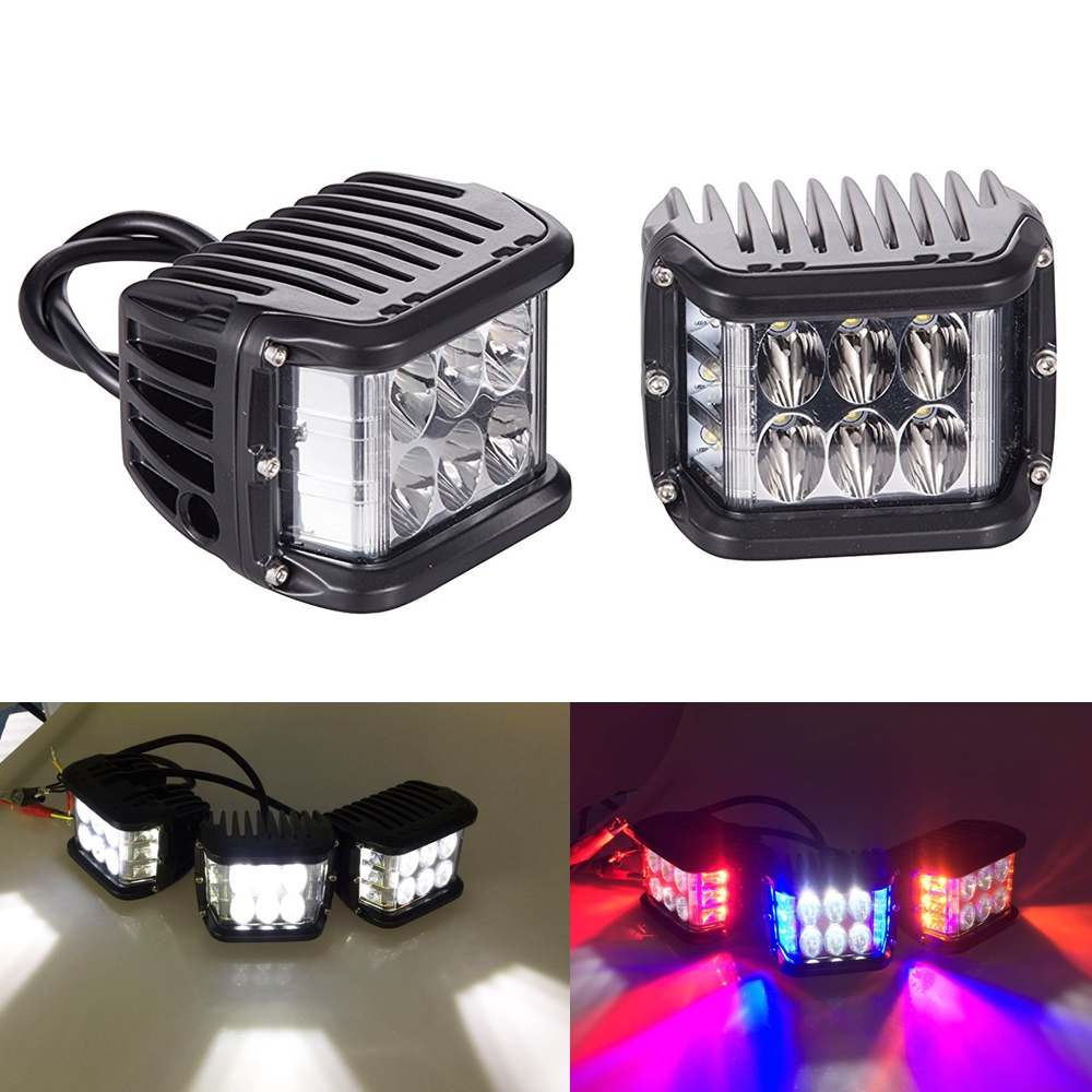 Vcan Wholesale Prices Dual Color 72W LED Work Light Strobe Car Light Bar Flashing Auto Fog Light for Truck SUV ATV 4WD