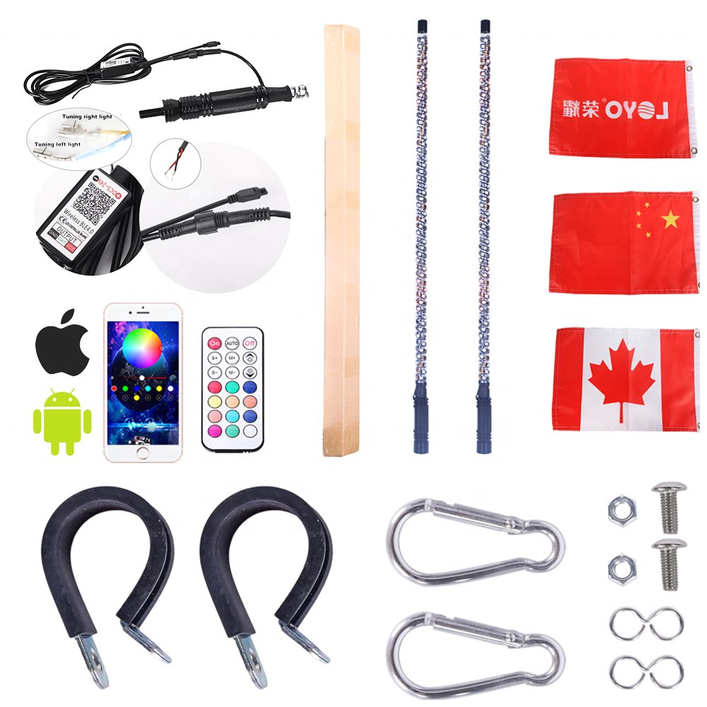 Universal Antennas for Truck Rgb Chasing Flag LoyoLights Antena Led Whip Light Flexible Atv 4X4 Whips Lights Utv Atv Accessories