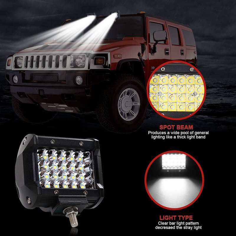 72W 4 Inch LED Combo Work Light Bar Spotlight Off-road Driving Fog Lamp for Truck Boat 12V 24V Headlight for ATV Led Bar