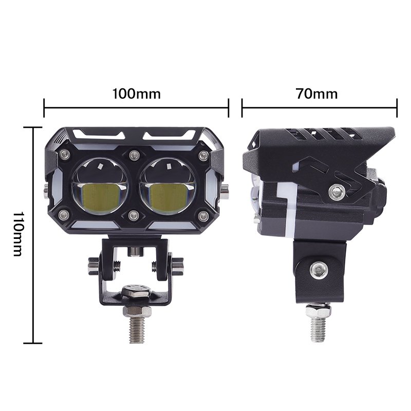 12V 80W Motorcycle Spotlight Double LED Car Light with DRL for 4x4 Motorcycle Auxiliary Fog Lamp Dual Color White Yellow Lights