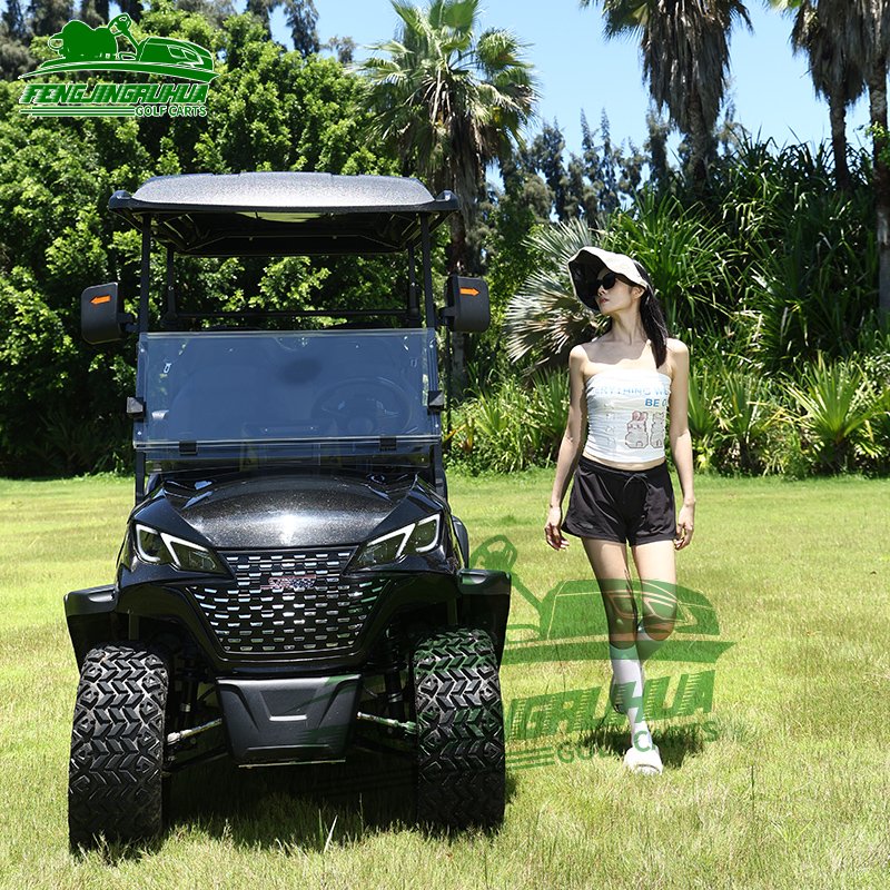 Black Golf Cart Club Car 4 Seats Sightseeing Vehicle Brand New Golf Car for Pebble Beach Golf Links