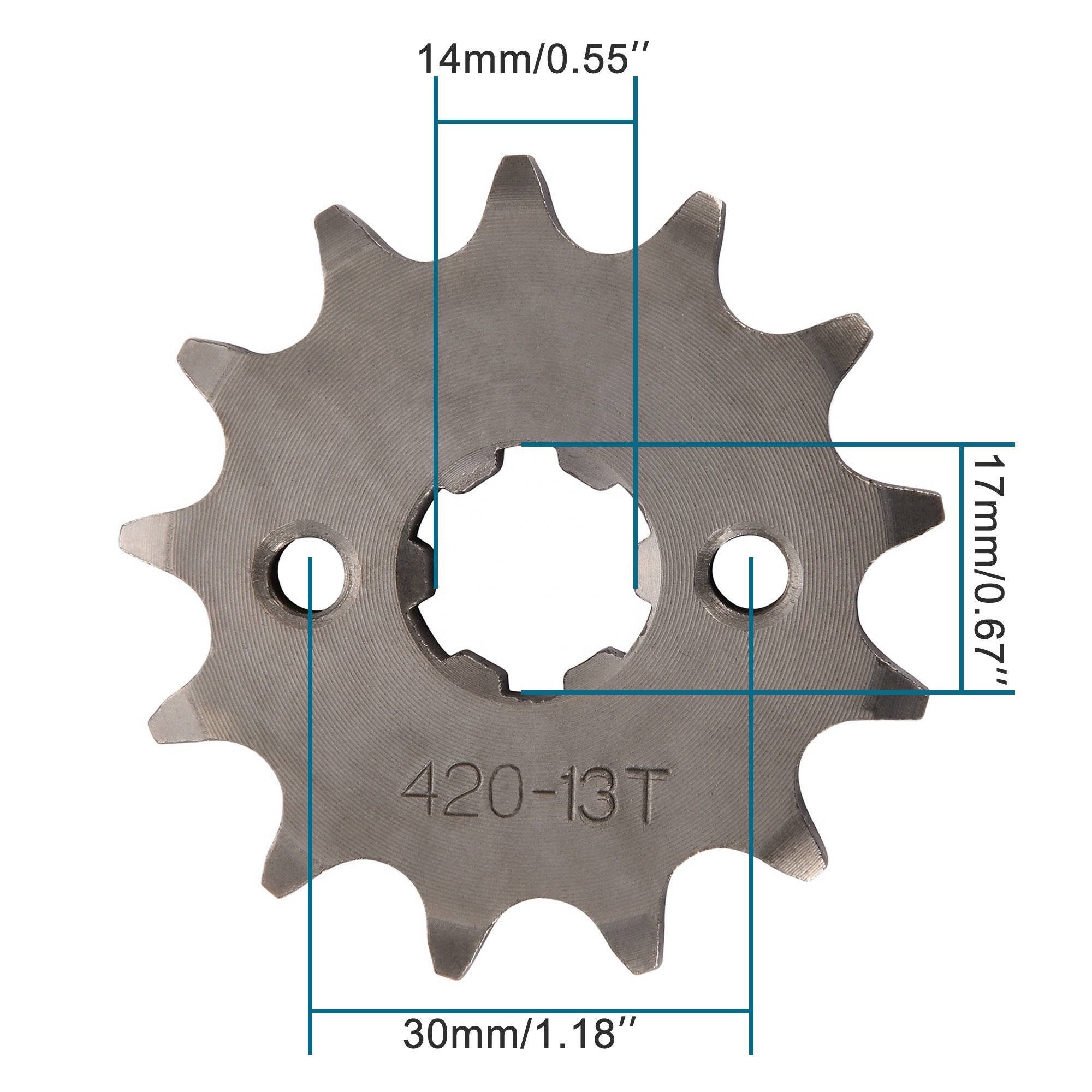 GOOFIT 420-13T 17mm Front Sprocket With Chain Buckle Replacement for Motorcycle Scooter ATV Dirt Bike