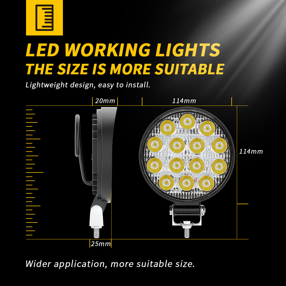 Universal 12V 4 Inch 42W Round LED Work Light Spotlight for 4x4 Offroad ATV UTV 4WD Truck Tractor Motorcycle Driving Fog Lights
