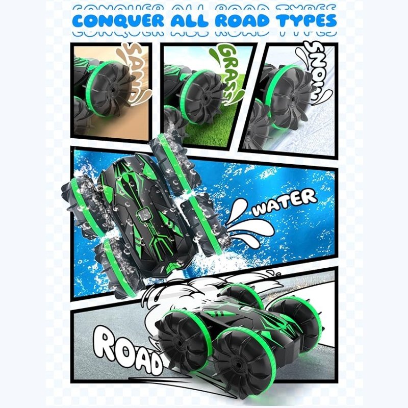 JJRC Q113 360 Flip Rotate Car Toys Mini Amphibious Vehicle Double-sided Stunt Rc Car Waterproof Remote Control Toy Car for Kids