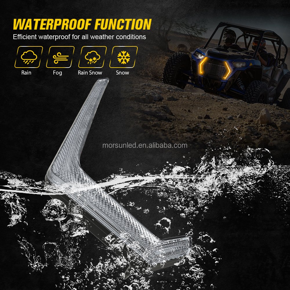 Front Fang Accent Led Lights for 2019-2023 Polaris RZR XP 1000 Trail S Turbo Turn Signals DRL 4x4 UTV/ATV Parts and Accessories