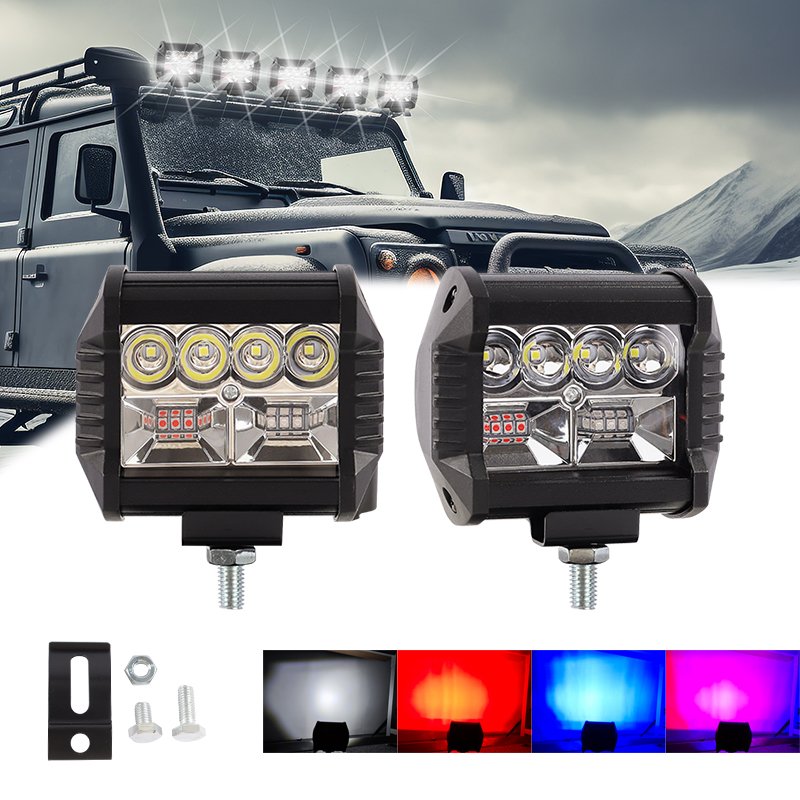 Super Bright 4 Inch 60W Car LED Work Light Driving Lamp Red Blue Flash Spot Lighting Lamp for Offroad Luces Tractor ATV Truck