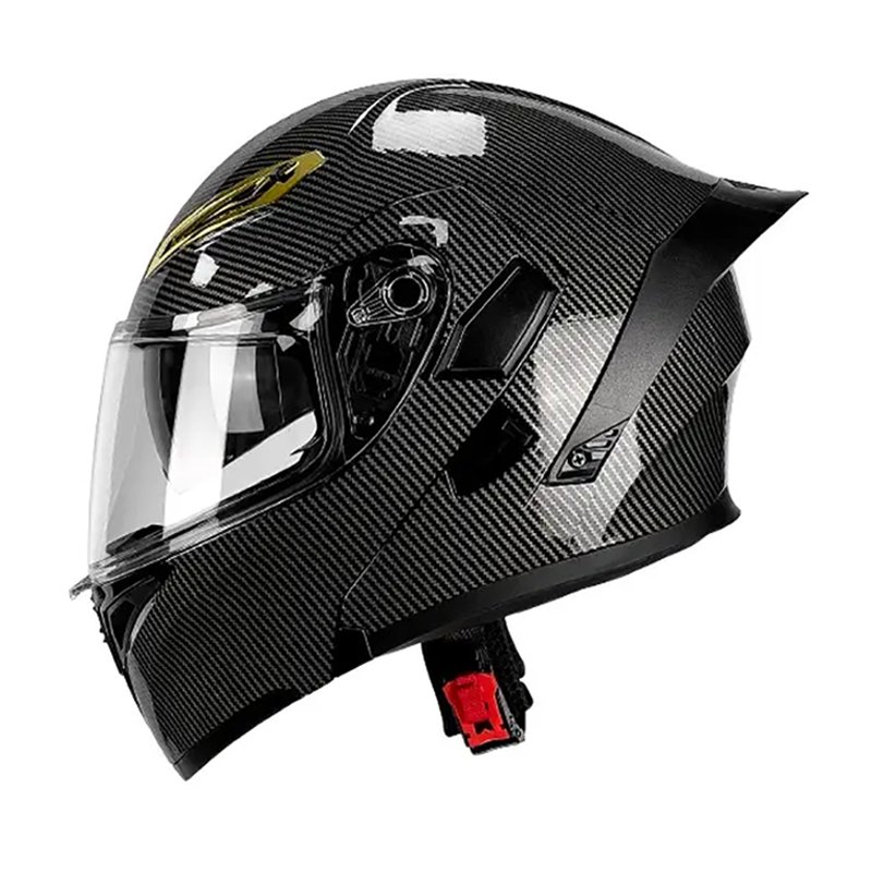 Carbon Fiber Double Lens DOT Certificate Motocross Atv Karting Racing Sport Tail Wing Filp up Full Face Motorcycle Helmet