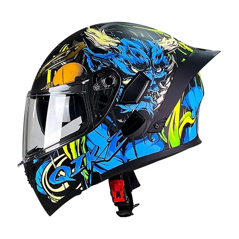Carbon Fiber Double Lens DOT Certificate Motocross Atv Karting Racing Sport Tail Wing Filp up Full Face Motorcycle Helmet
