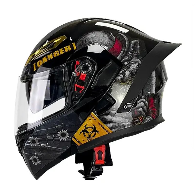 Carbon Fiber Double Lens DOT Certificate Motocross Atv Karting Racing Sport Tail Wing Filp up Full Face Motorcycle Helmet