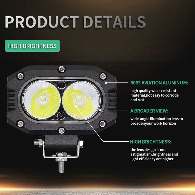 4 Inch 20W LED Work Light Flood 6000K White Fog Lamps for Moto Scooters ATV UTV UAZ Car Truck Boat Driving Light