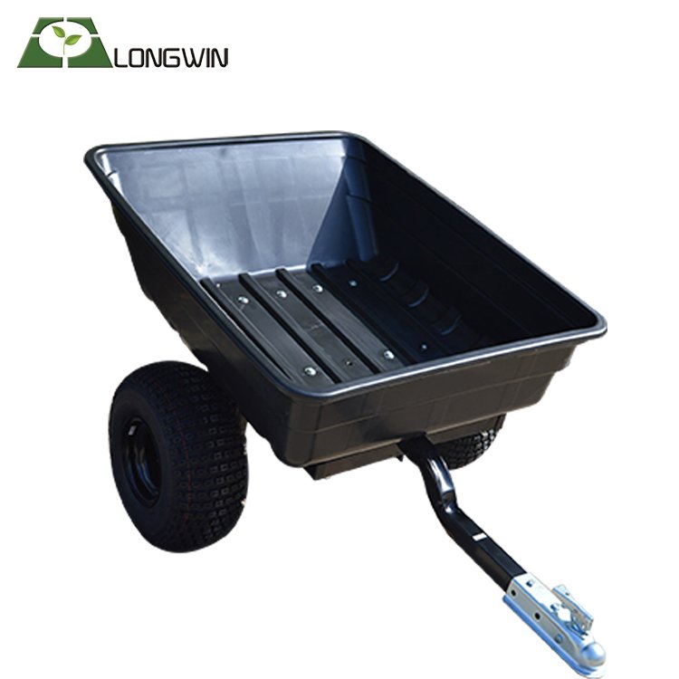 300L Tow Tipper Trailer Heavy Duty Plastic Dump Bucket Hopper Tray Tool Cart Lawn Mower Atv Trailer for Tractor ATV Tractor