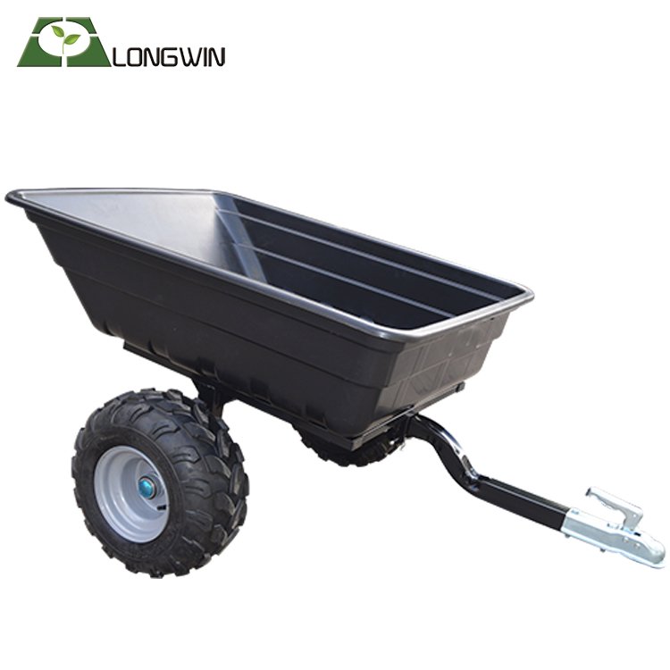 300L Tow Tipper Trailer Heavy Duty Plastic Dump Bucket Hopper Tray Tool Cart Lawn Mower Atv Trailer for Tractor ATV Tractor
