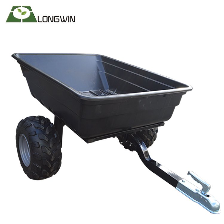 300L Tow Tipper Trailer Heavy Duty Plastic Dump Bucket Hopper Tray Tool Cart Lawn Mower Atv Trailer for Tractor ATV Tractor