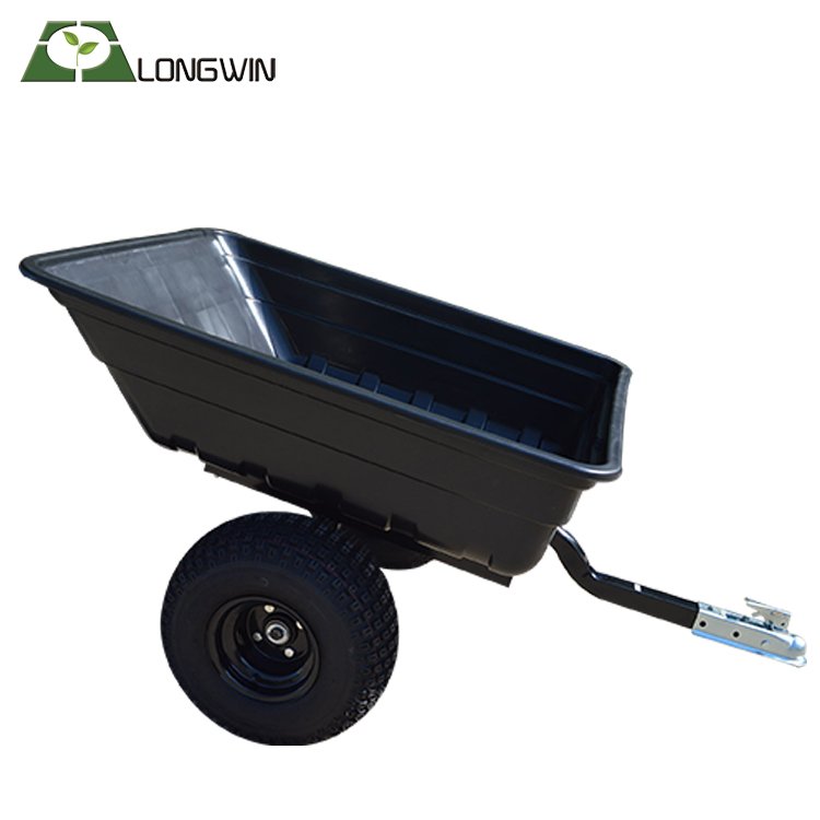 300L Tow Tipper Trailer Heavy Duty Plastic Dump Bucket Hopper Tray Tool Cart Lawn Mower Atv Trailer for Tractor ATV Tractor