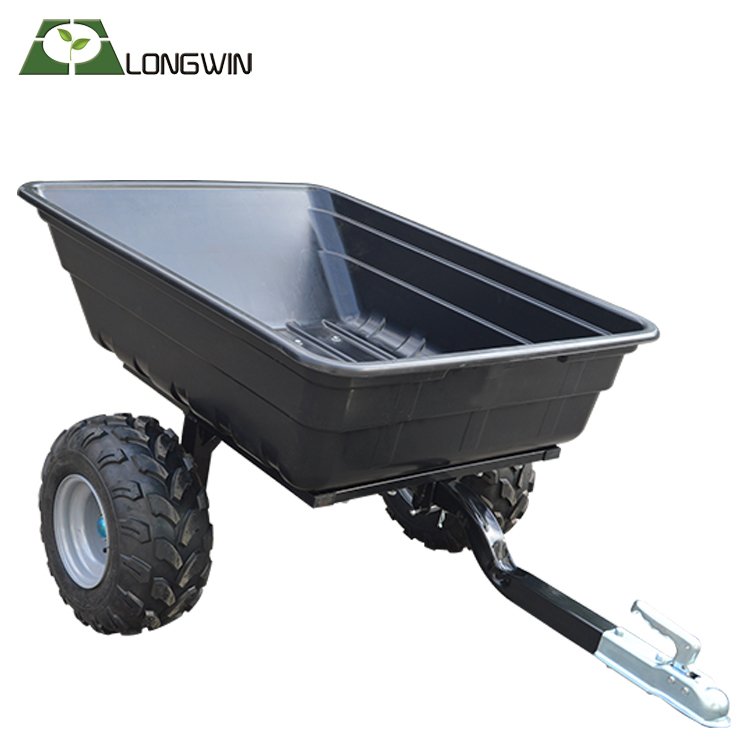 300L Tow Tipper Trailer Heavy Duty Plastic Dump Bucket Hopper Tray Tool Cart Lawn Mower Atv Trailer for Tractor ATV Tractor