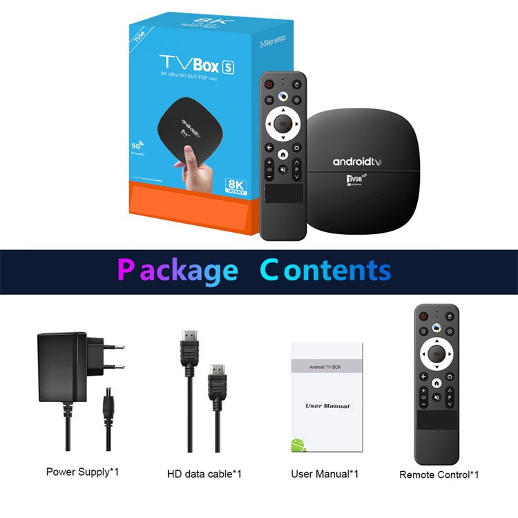 TV98 ATV Tv Box Android 13 ATV Allwinner H313 with BT Voice Remote 8G 128G Smart Tv Box