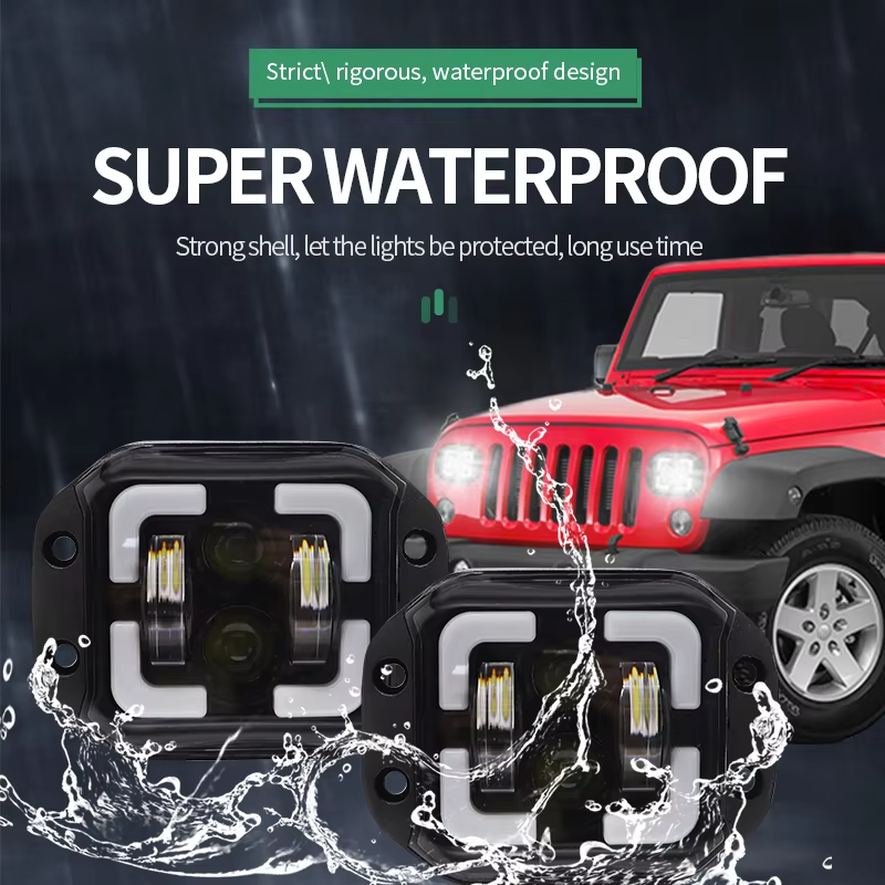 5 Inch 50W Flush Mount LED Work Light RGB Hi Low Beam Car Daytime Running Light for Wrangler Off Road ATV Driving Fog Lamp