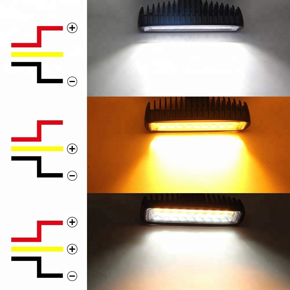 60W Car Led Work Lamps Bar Amber + White Dual Color Combo Beam for SUV Truck ATV Offroad Driving Fog Lamp Auto Work Light DC 12V