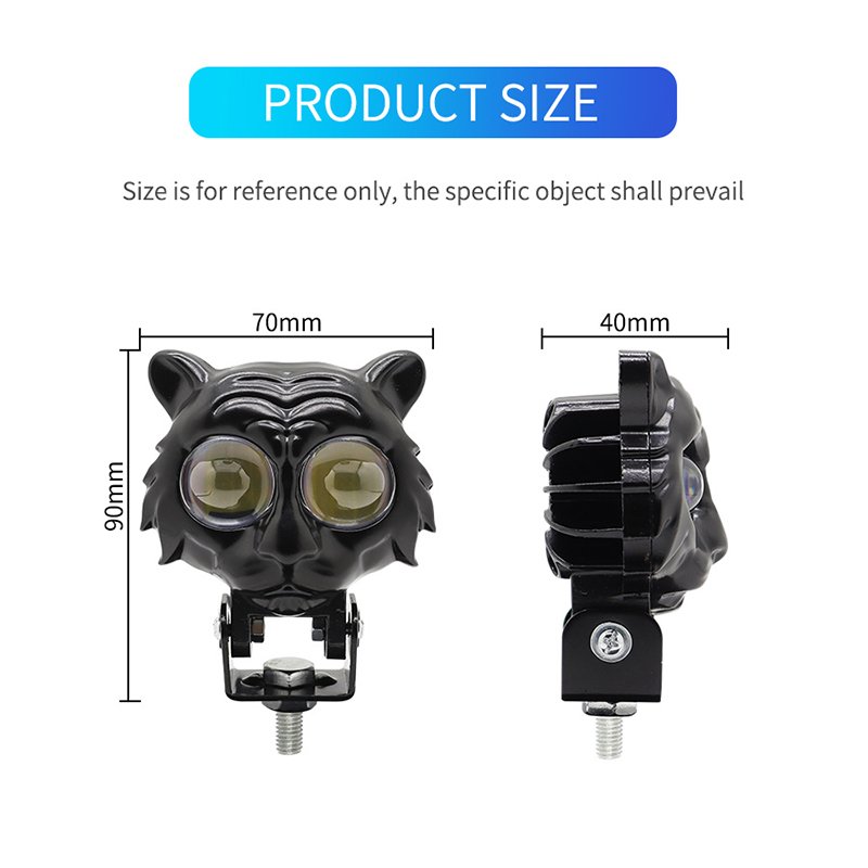 Tiger Design Motorcycle Spotlights Dual Color LED Spot Light White Yellow Work Light Car Styling for Street Bike Car ATV 4WD