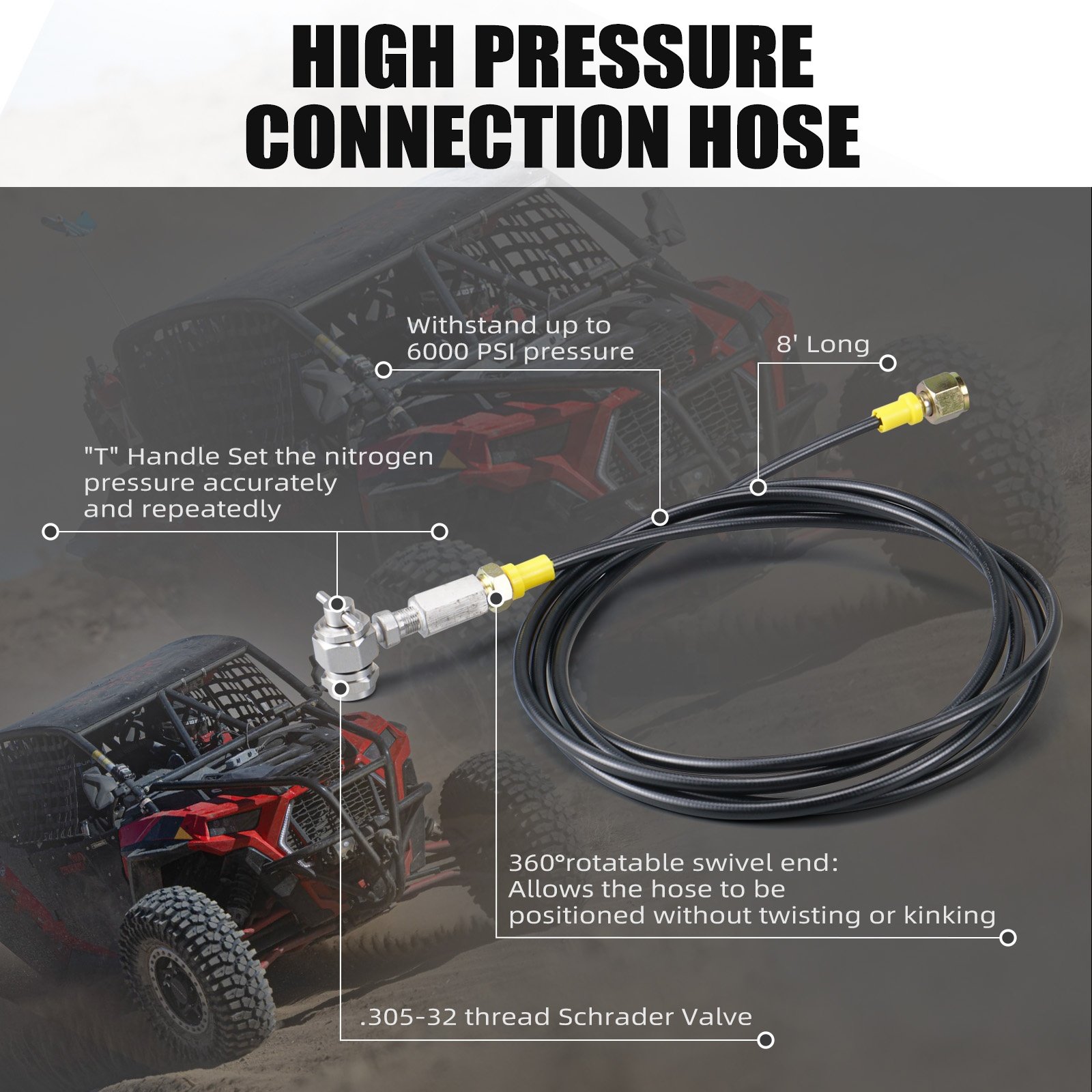 NiceCNC 0-3500PSI Nitrogen Regulator Shock Fill Kit CGA580 Adaptor for ATV UTV