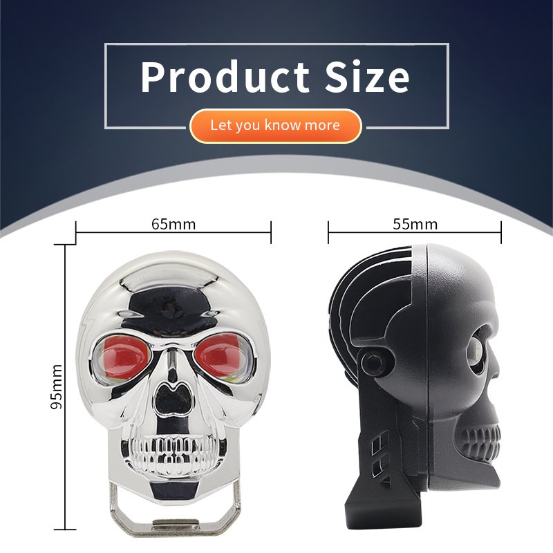 Motorcycle LED Light Skull 60W White Red Electric Vehicle Fog Light Spotlight for Motorbike ATV Bicycle Motorcycle Accessories