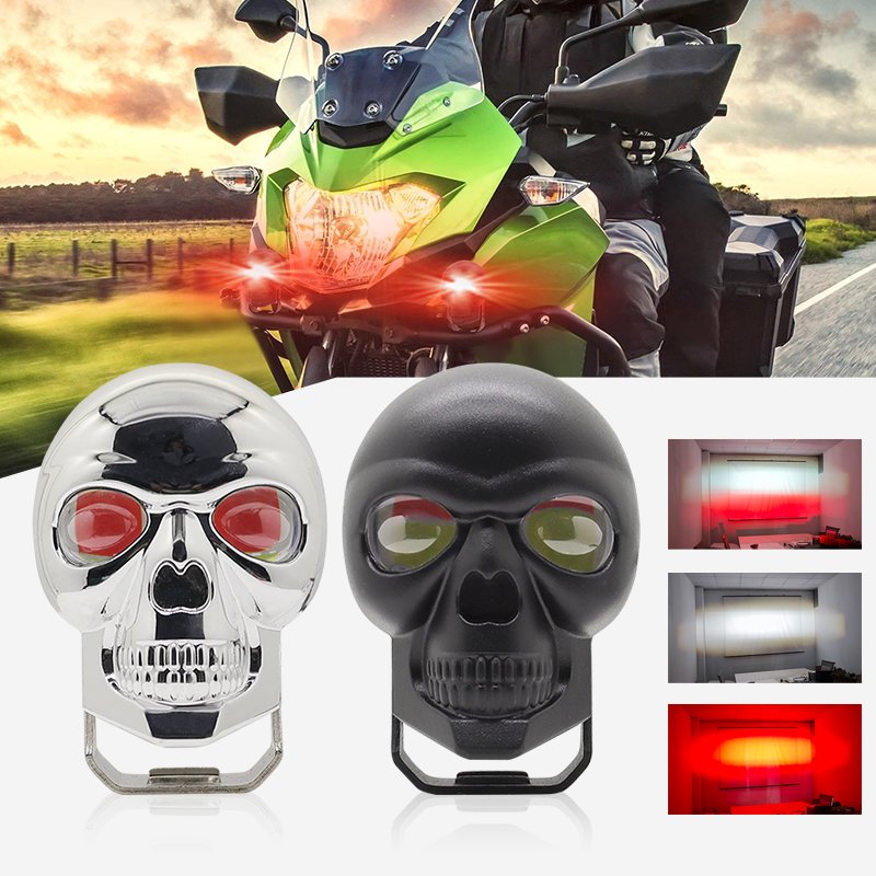 Motorcycle LED Light Skull 60W White Red Electric Vehicle Fog Light Spotlight for Motorbike ATV Bicycle Motorcycle Accessories