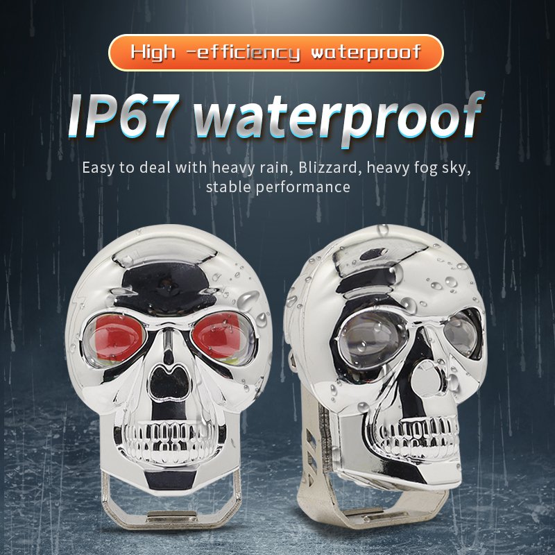 Motorcycle LED Light Skull 60W White Red Electric Vehicle Fog Light Spotlight for Motorbike ATV Bicycle Motorcycle Accessories